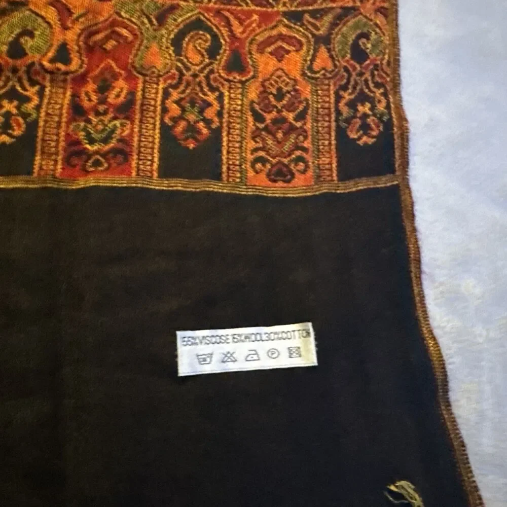 Unbranded Viscose Wool & Cotton Blend Scarf Shawl,Paisley, Multicolored Scarf